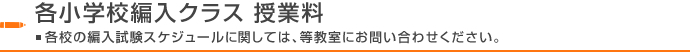 各小学校編入クラス　授業料